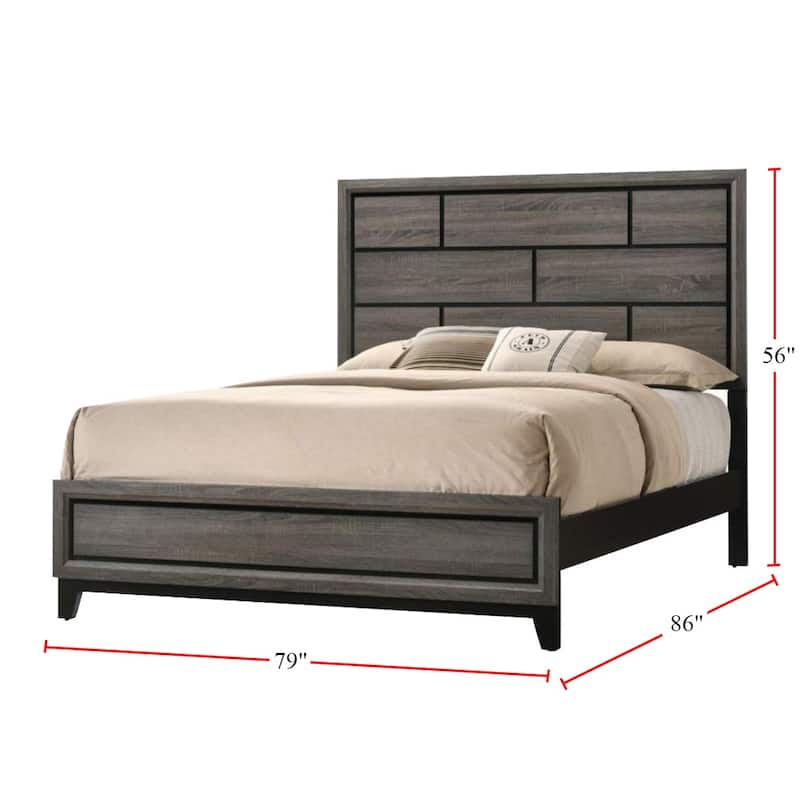 Wooden Bed in Weathered Gray