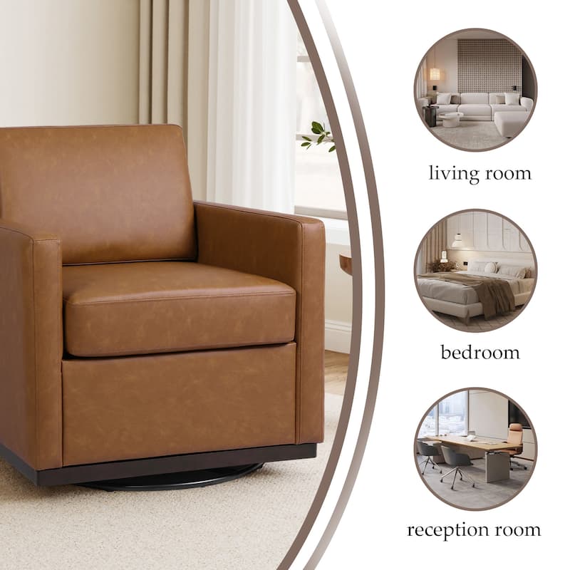 Set of 2 Modern Swivel Accent Armchairs Upholstered Arm Chairs