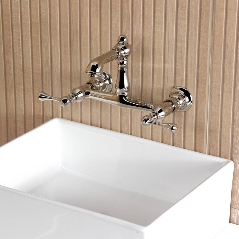 Kingston Brass English Country Two-Handle 2-Hole Wall Mount Bathroom Faucet