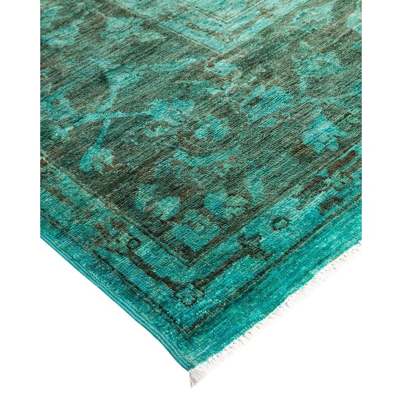 Overton Hand Knotted Wool Vintage Inspired Modern Contemporary Overdyed Blue Area Rug - 12' 1" x 14' 9"
