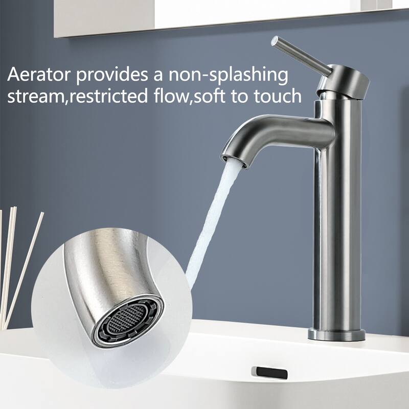 Topcraft Stainless Steel 6.7/12.2 Single Handle Single Hole Bathroom Sink Faucet