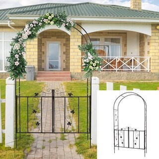 Kinbor Outdoor Garden Arbor, Steel Arch Arbor w/ Scrollwork, Wedding ...