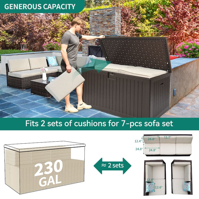 230 Gallon Outdoor Storage Waterproof Deck Box - N/A