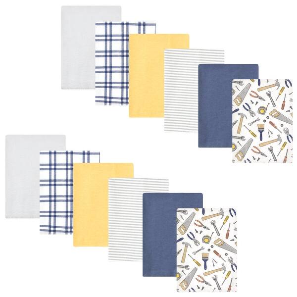 slide 1 of 1, Hudson Baby Infant Boy Cotton Flannel Burp Cloths Bundle, Construction Work, One Size - Construction Work - One Size One Size - Construction Work