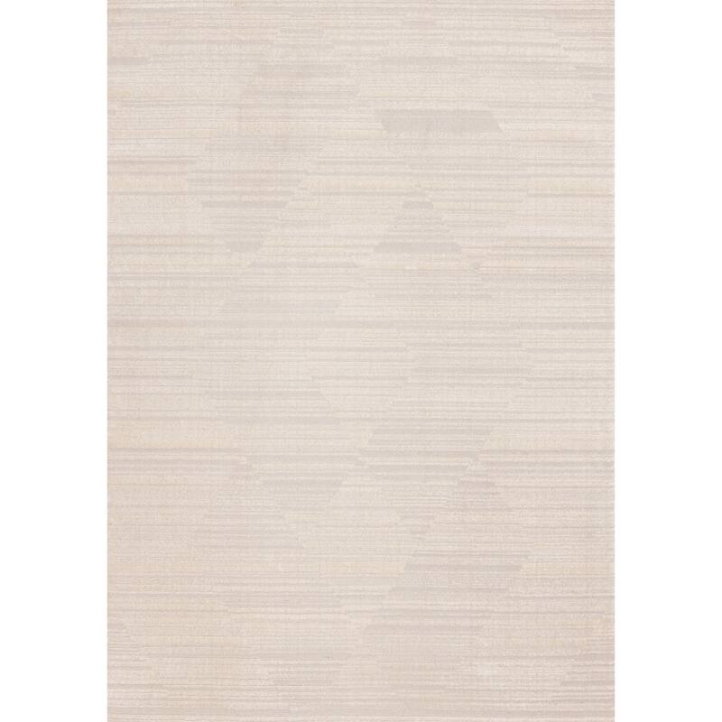 Ellie Collection - High-Low Textured Soft Polyester Beige Area Rug