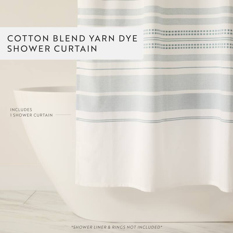 Becky Cameron Cotton Blend Striped Shower Curtain