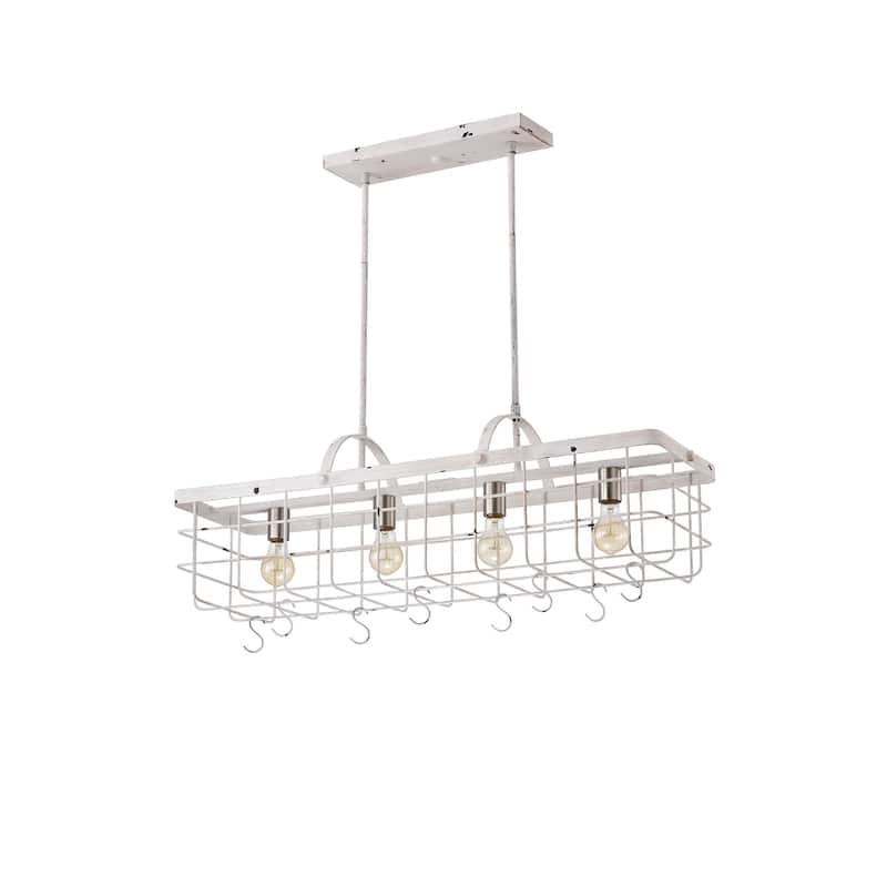 Antique White 4-light Lantern Kitchen Island Chandelier