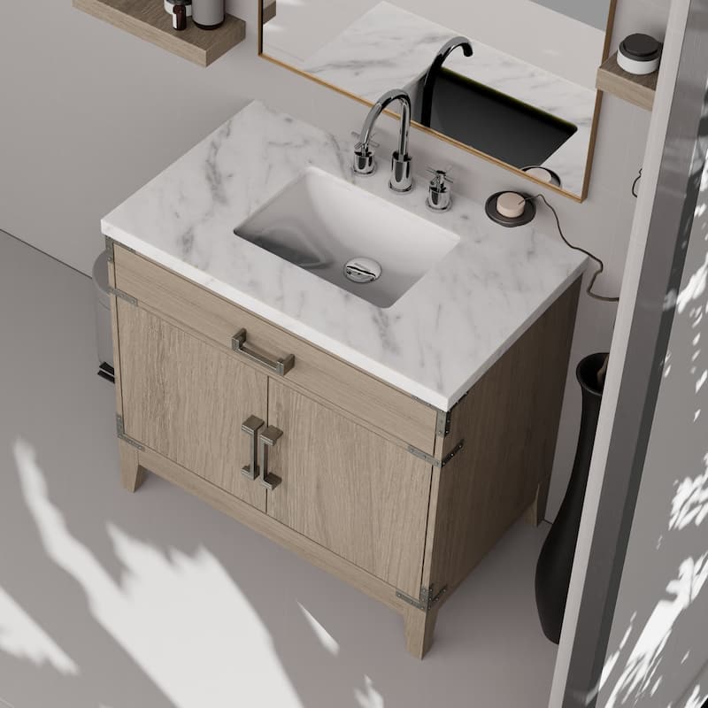 Laurel Bath Vanity with Carrara Marble Top and Sink