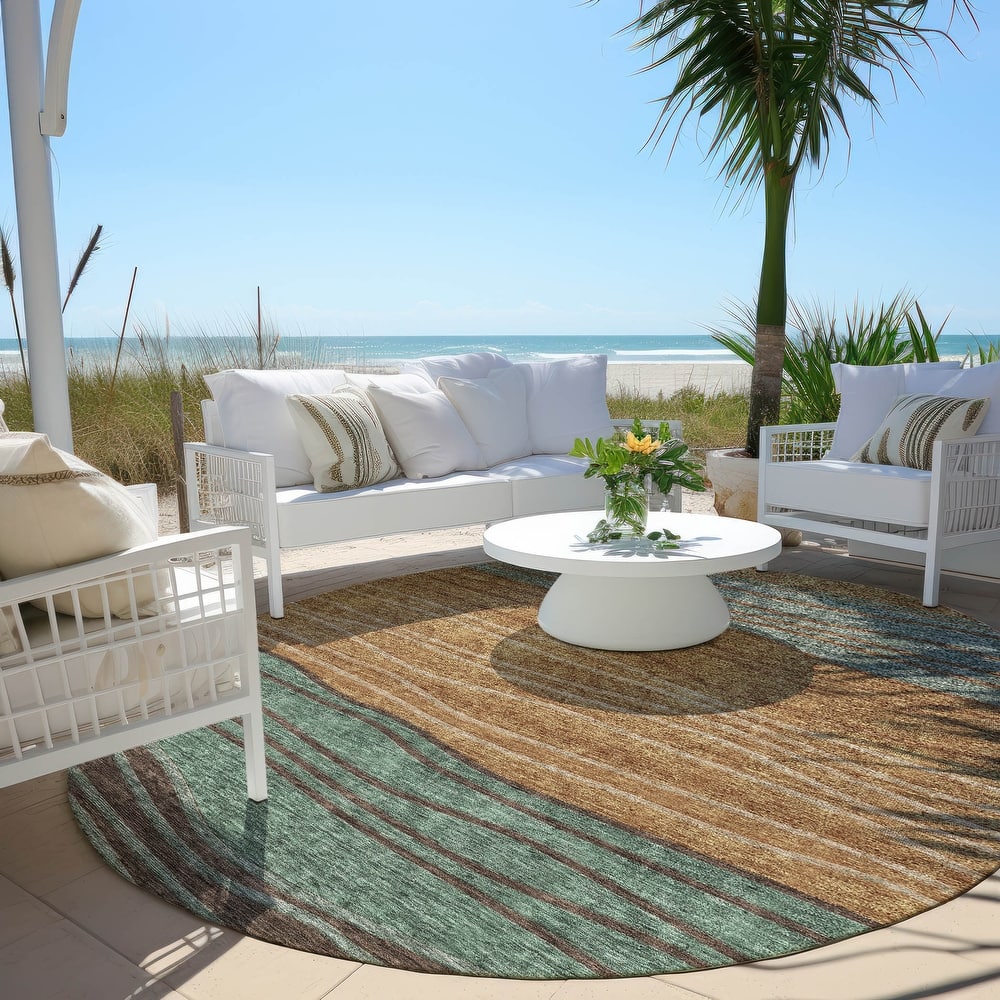 Machine Washable Indoor/ Outdoor Chantille Modern Stripes Rug