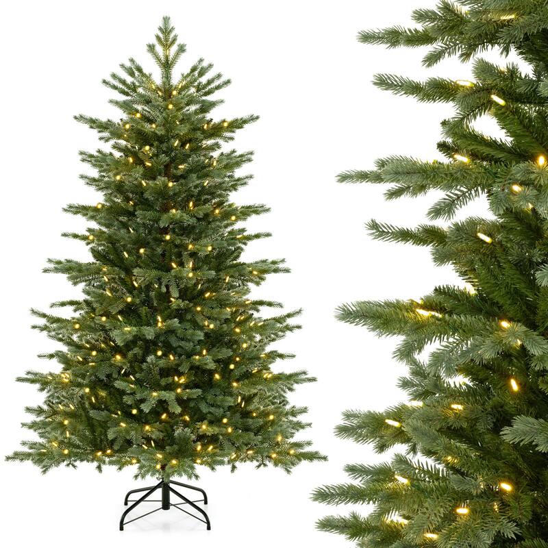 Costway 5 FT Artificial Christmas Tree with 1426 Lush PVC & PE Tips - Green - 6 Foot