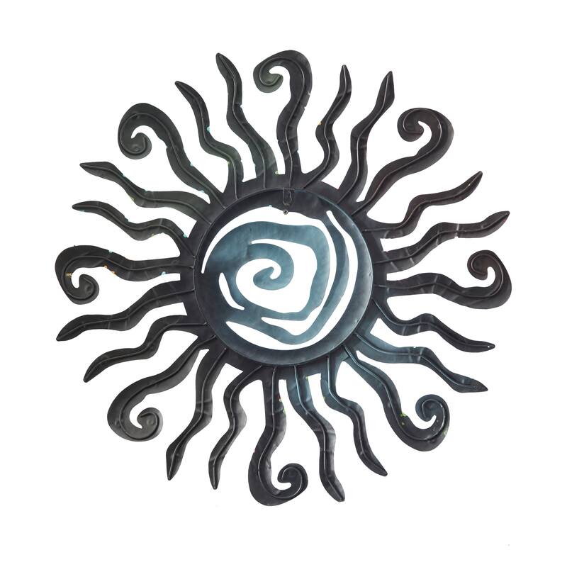 Multi Colored Metal Indoor Outdoor Sun Home Wall Decor with Abstract Patterns