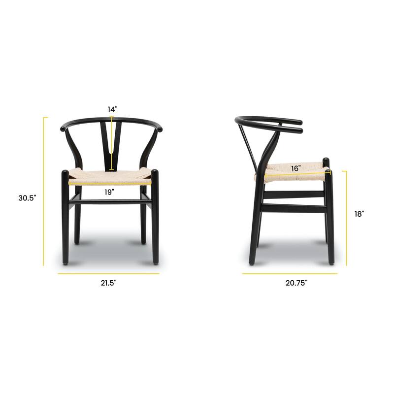 Poly & Bark Weave Chairs - Solid Wood Frame (Set of 2)