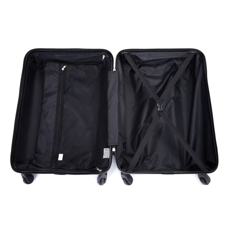 Merax 3 Piece ABS+PC Hardside Lightweight Luggage Sets with Two Hooks and Spinner Wheels, for Family Travel