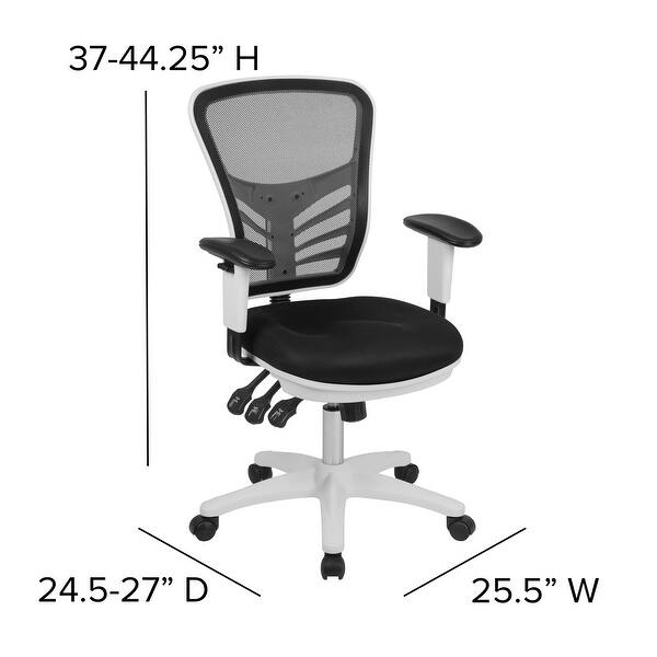 dimension image slide 8 of 13, Nicholas Mid-Back Blue Mesh Multifunction Executive Swivel Ergonomic Office Chair with Adjustable Arms