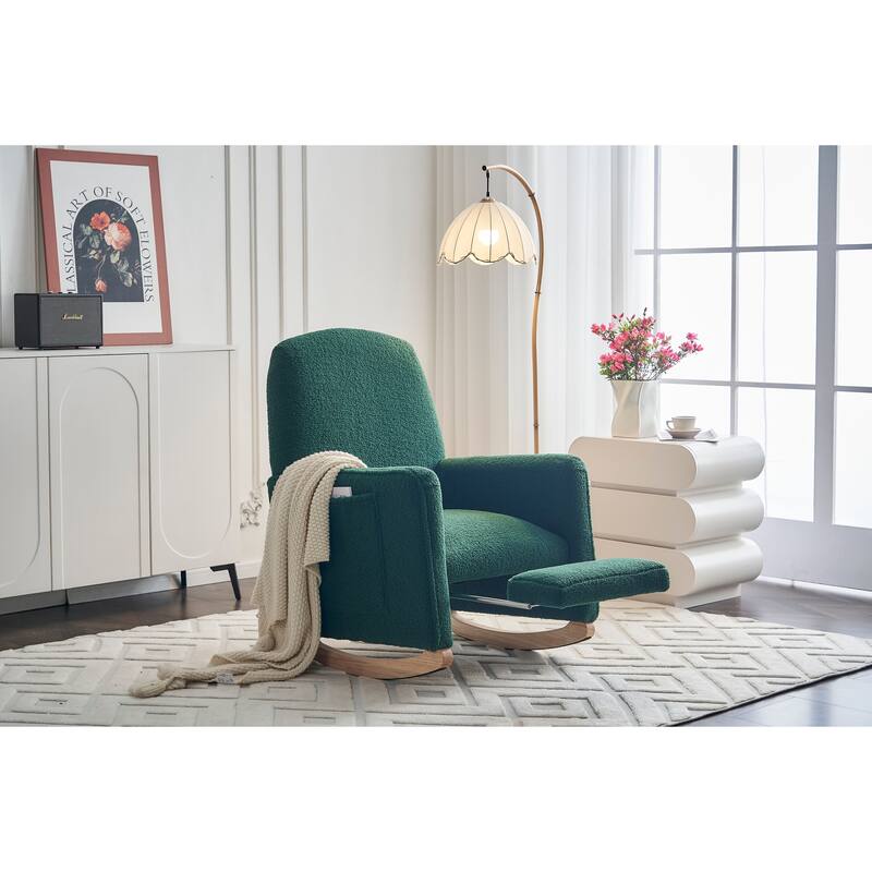 Upholstered Fabric Nursery Rocking Chair with Adjustable Footrest