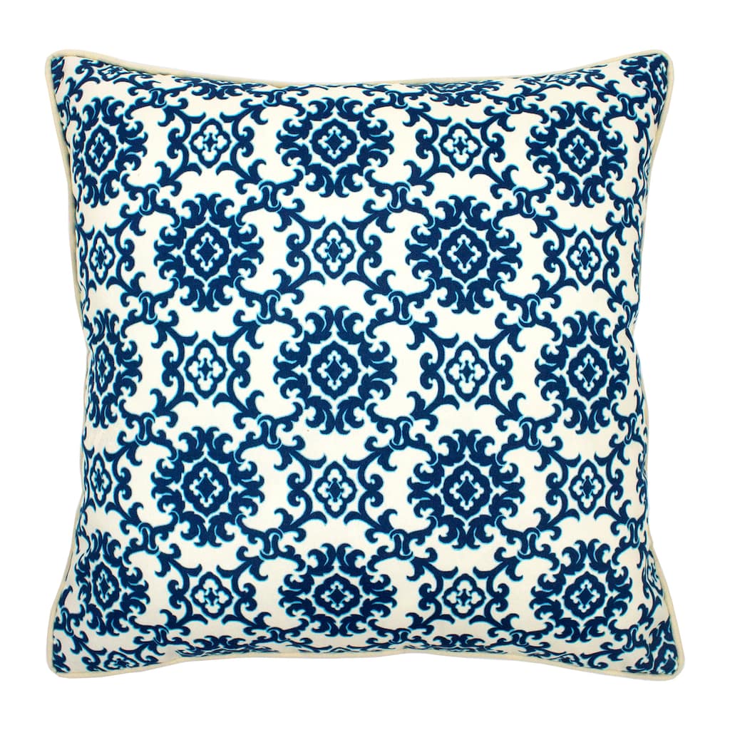 Jiti Outdoor Waterproof Black Medallion Patterned Sunbrella Square Throw Pillows Cushions for Pool Patio Chair