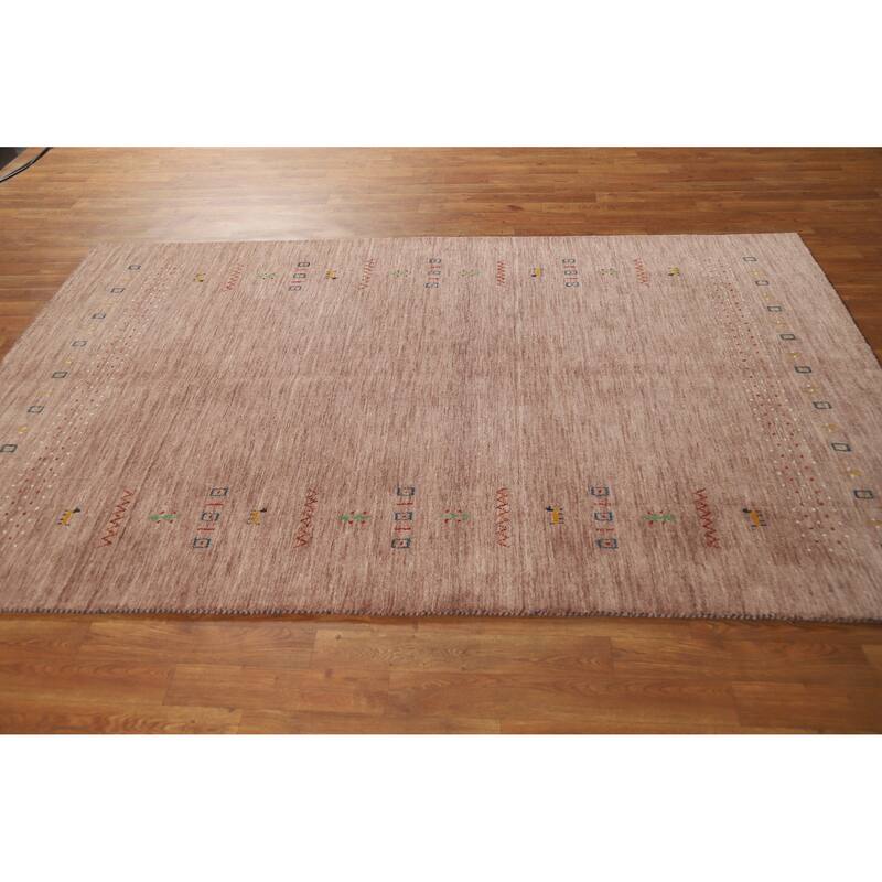 Hand Knotted Oriental 100% Wool Carpet Tribal Animal Pictorial Brown Gabbeh Area Rug - 7' 9'' X 4' 11''