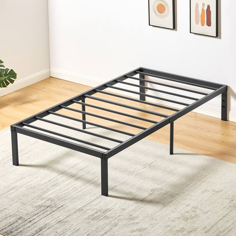 3 Piece Bedroom Set, 14.2-Inch Metal Bed Frame with Nightstand set of 2