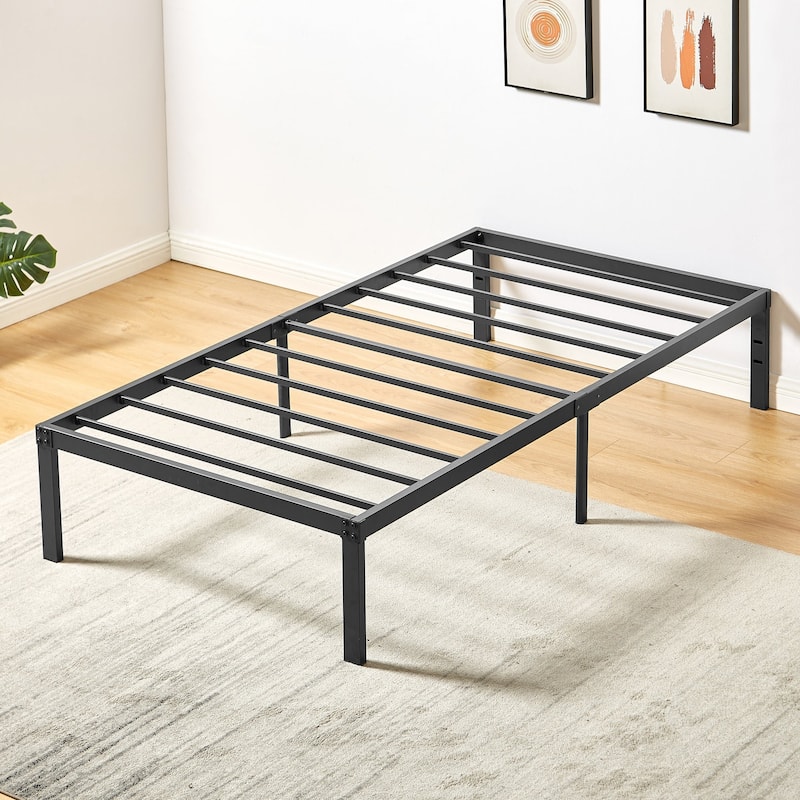 Javlergo 14/16/18 Inch Metal Platform Bed Frame, Heavy Duty Slat Support /No Box Spring Needed