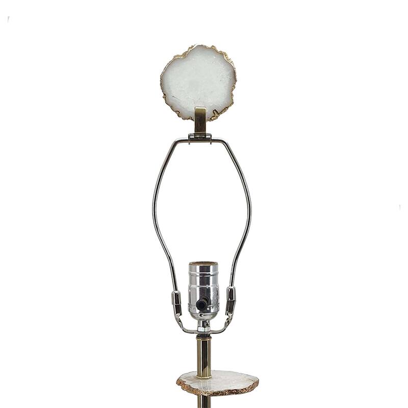 D14x29.5" Smoke Agate-Slice Table Lamp with Marble Base