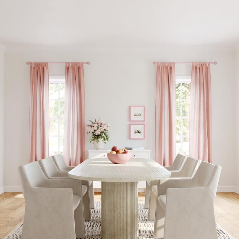 Acroma Adjustable Single Pink Curtain Rod for Window