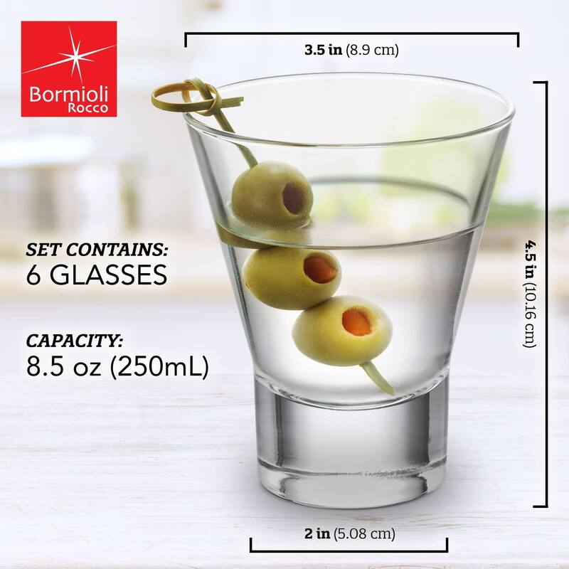 Bormioli Rocco Set of 6 YPSILON Cocktail Glasses - 8.5 Ounce