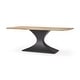 preview thumbnail 1 of 21, Maxton Light Brown Solid Wood w/ Black Iron Pedestal Base Rectangular Dining Table 79.0L x 39.0W x 30.0H - Brown/Black