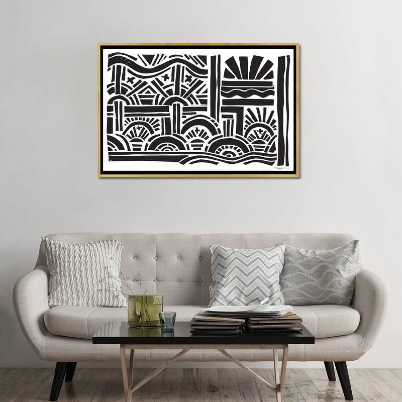 iCanvas "Geometric Sunburst" by Statement Goods Framed Canvas Print