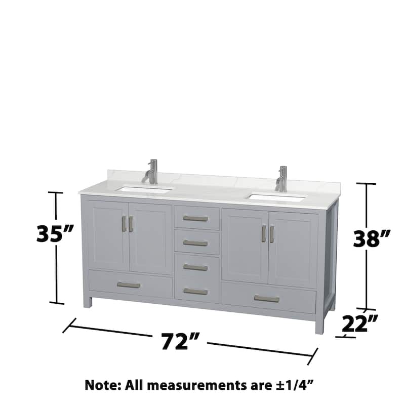 Sheffield 72-inch Double Vanity, Single Hole Quartz Top