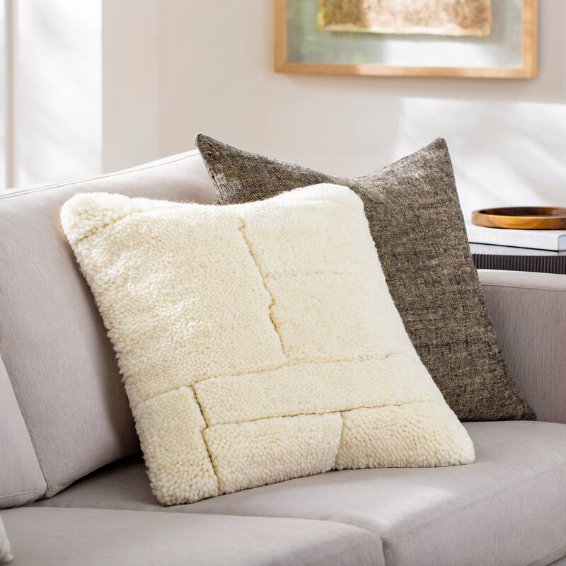 Atkinson Modern & Contemporary Geometric Accent Pillow - 22"L x 22"W - Polyester - Cream