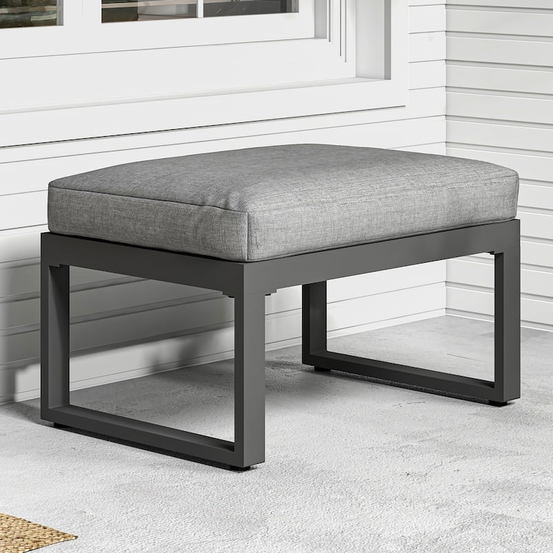 Metal Outdoor Ottoman with Cushion