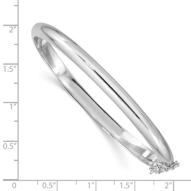 Curata 925 Sterling Silver 7.25" 5mm High Polish Hinged Bangle Bracelet
