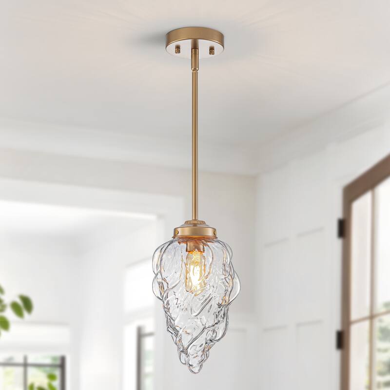 Starsky Modern 1-Light Clear Glass Kitchen Island Pendant Light - Gold