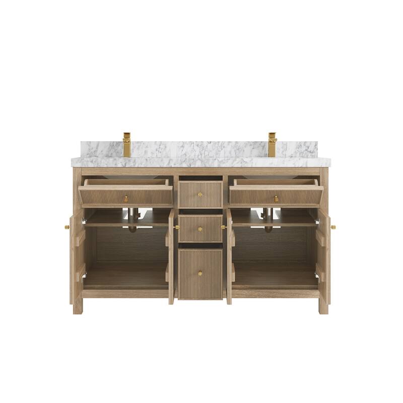 Willow Collections 60 in. W x 22 in. D Sonoma Teak Double Sink Bathroom Vanity with Countertop