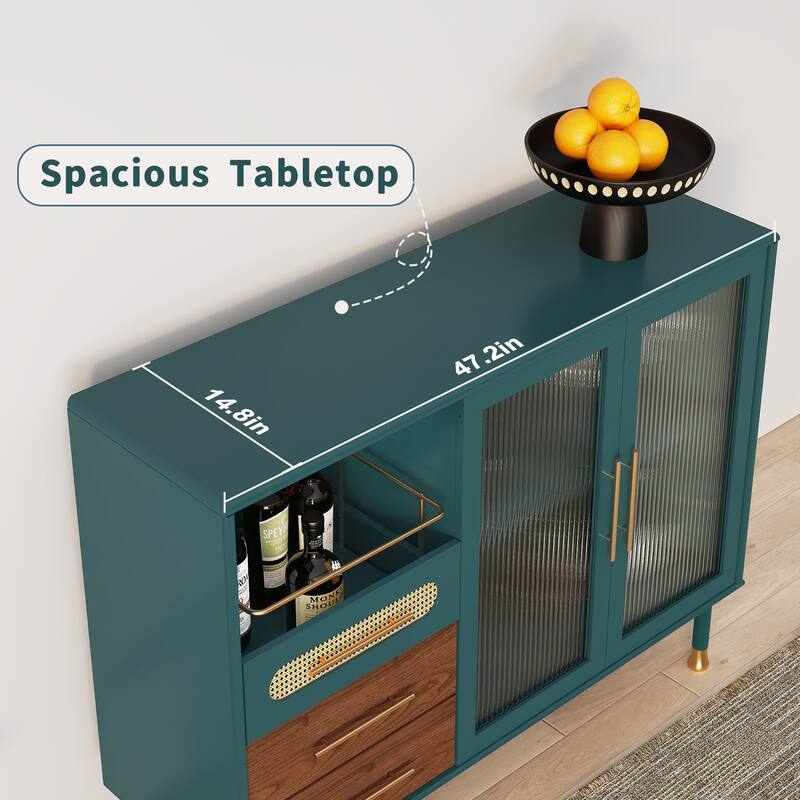 Accent Cabinet with Adjustable Shelves & Wine Rack Modern Bar Cabinet