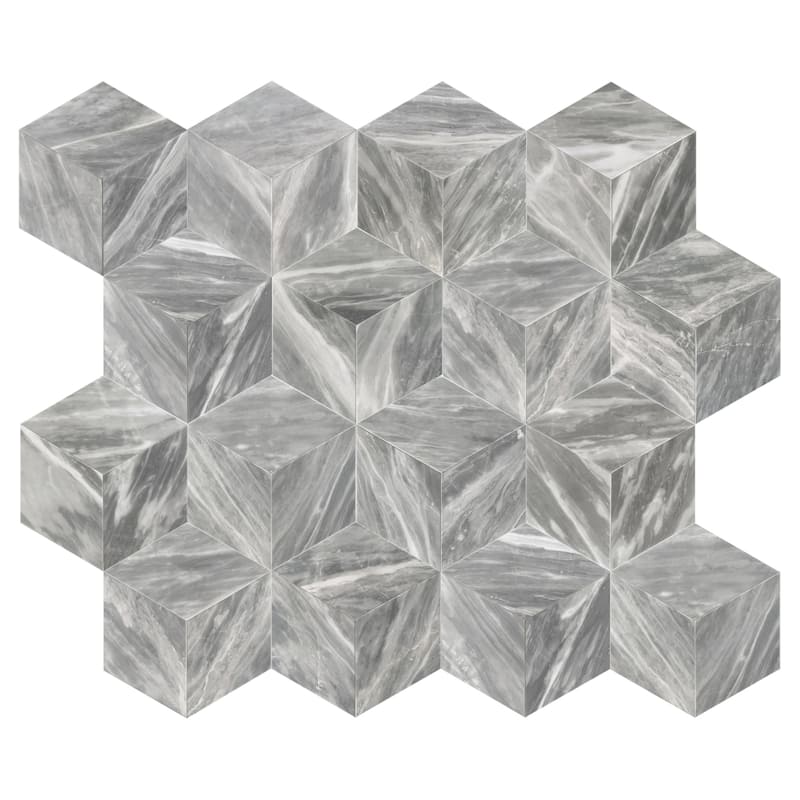 Roomfitters Hexagon Marble Tile for Wall and Floor, Honed Natural Stone, Genuine Marble, 12-Piece Box, Carrara Gray
