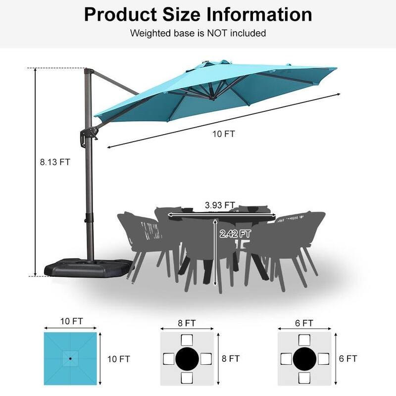 PURPLE LEAF Round 360 Degree Rotation Patio Cantilever Umbrella