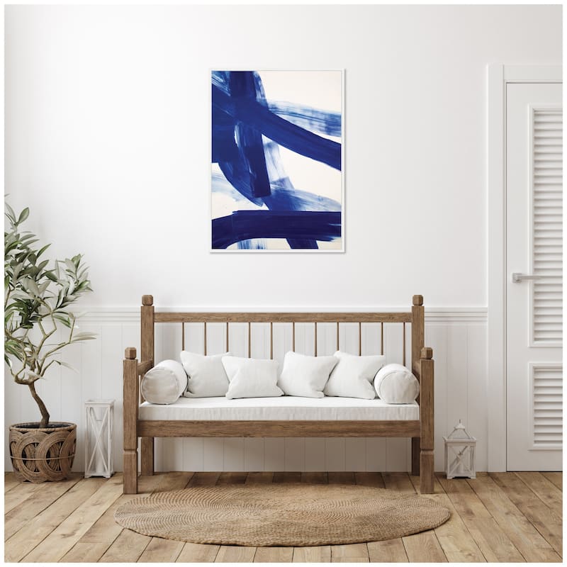 Kate and Laurel Cobalt Mark No. 1 by Amy Lighthall Framed Canvas Wall Art Print