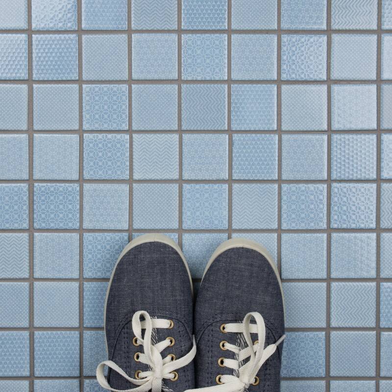 Merola Tile Celadon Aqua 11-5/8" x 11-5/8" Porcelain Mosaic Floor and Wall Tile