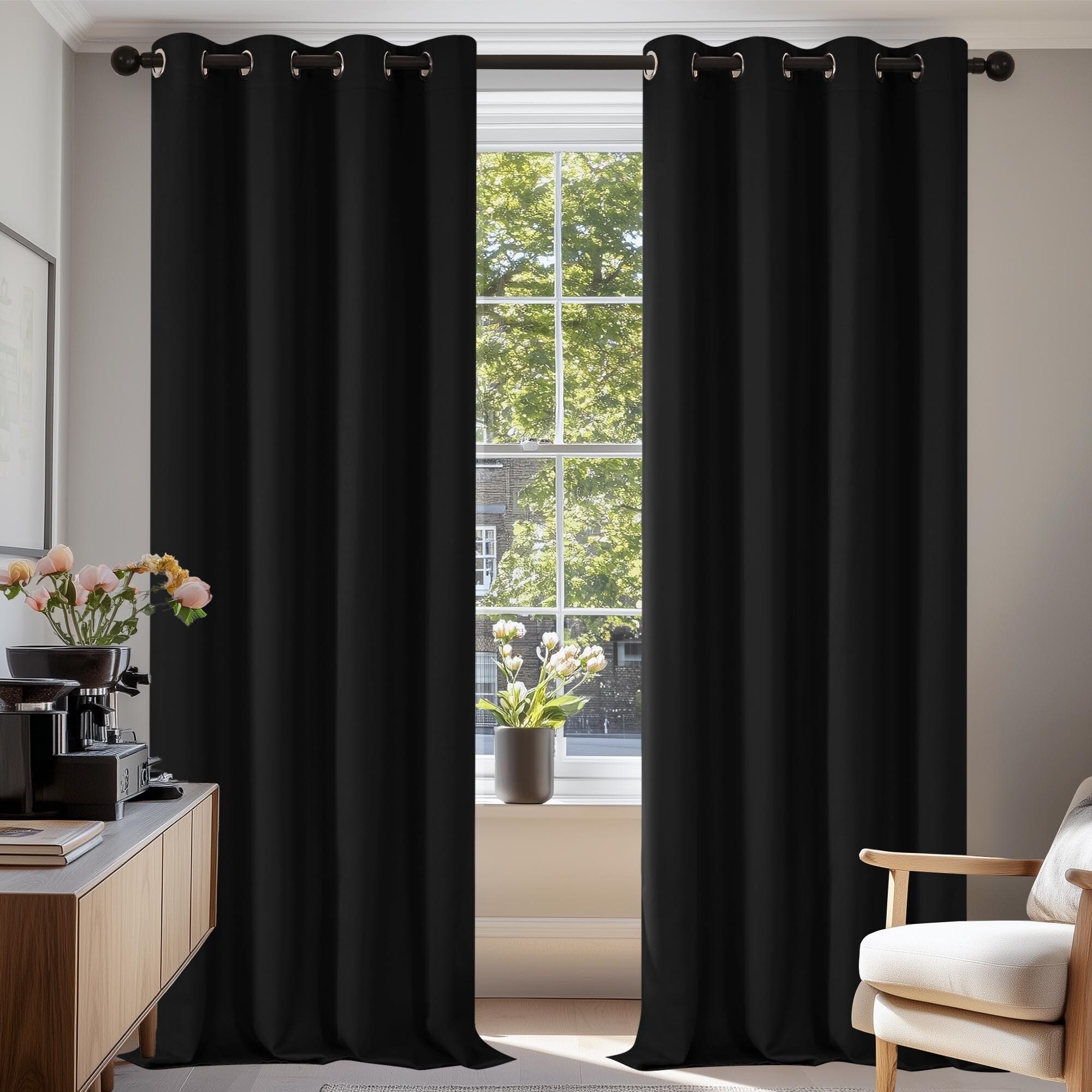 DKNY Modern Knotted Velvet Curtain Panel Pair