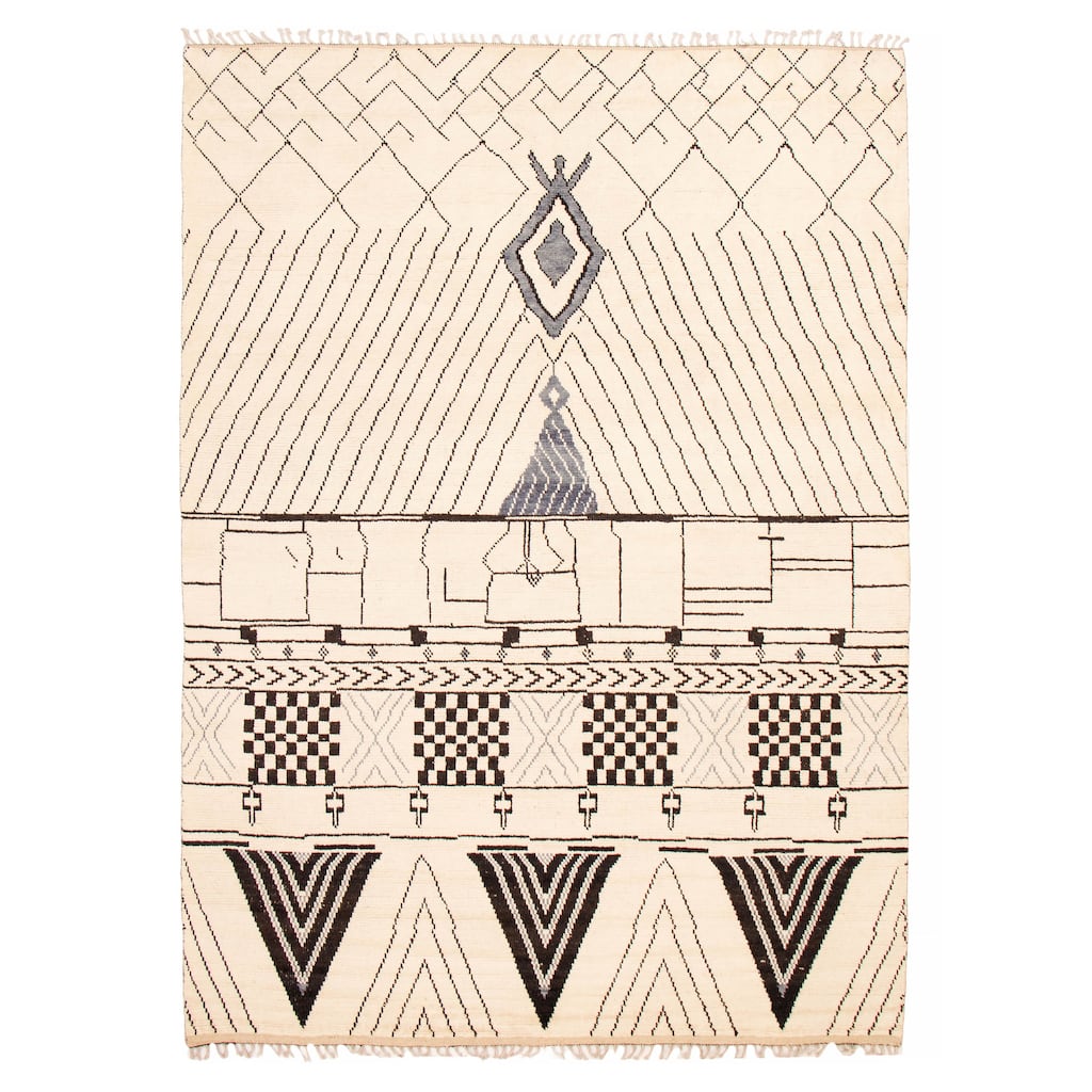 ECARPETGALLERY Hand-knotted Pak Finest Marrakesh Cream Wool Rug - 9'0 x 12'5