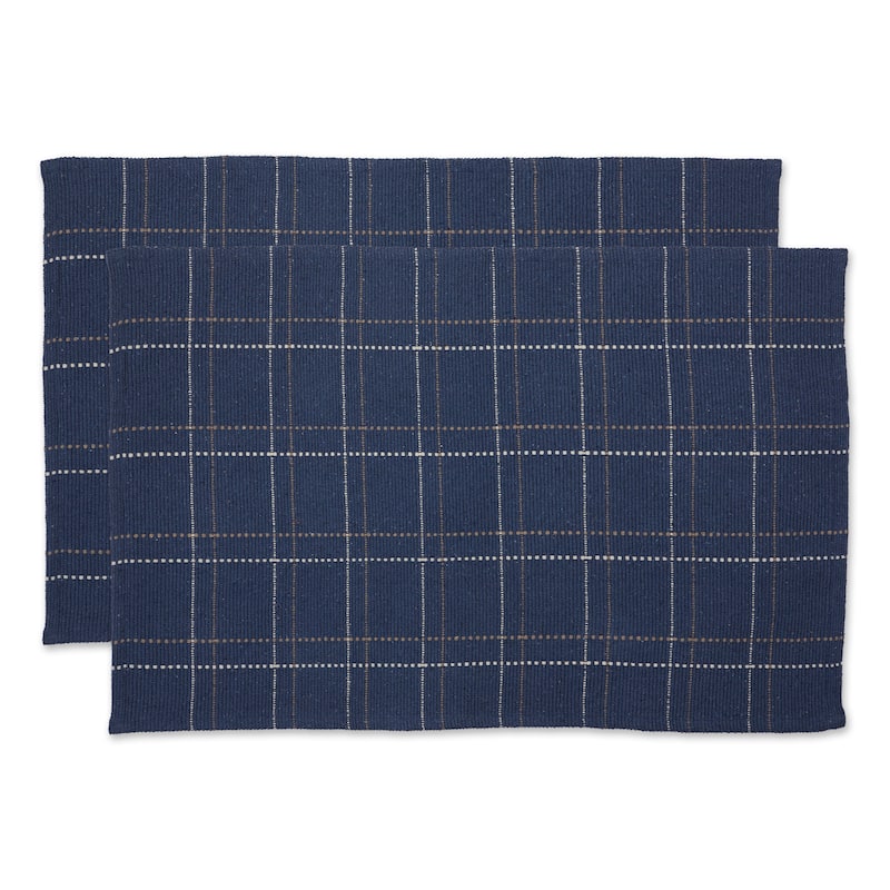 DII French Blue Variegated Plaid Recycled Yarn Rug (Set of 2) - Big