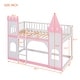 preview thumbnail 5 of 14, Fun Design Twin over Twin Pink Castle Shape Bunk Beds, Kids Bunk Beds