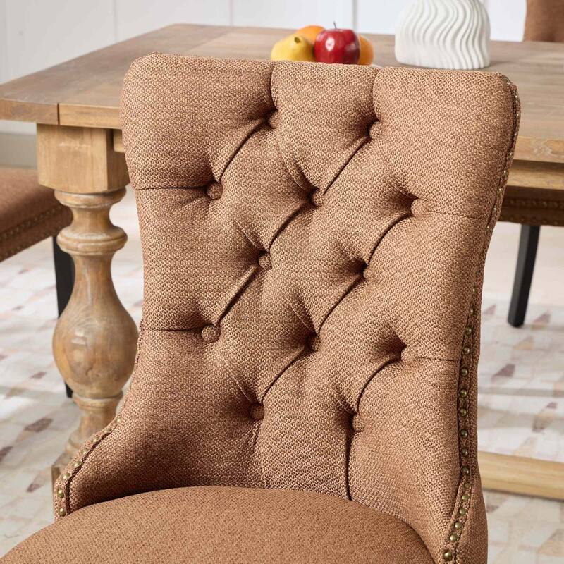 Mid-Century Nailhead Trim Dining Chairs 2-Piece Set