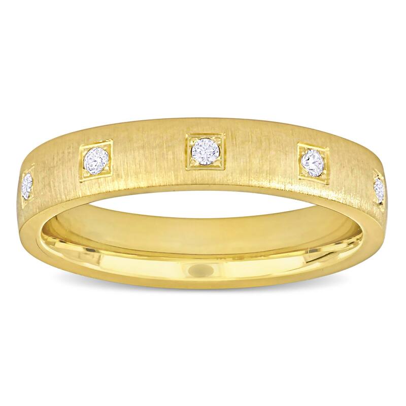 Miadora 1/3ct TGW Cubic Zirconia Brushed Finish Wedding Band 14k Yellow Gold