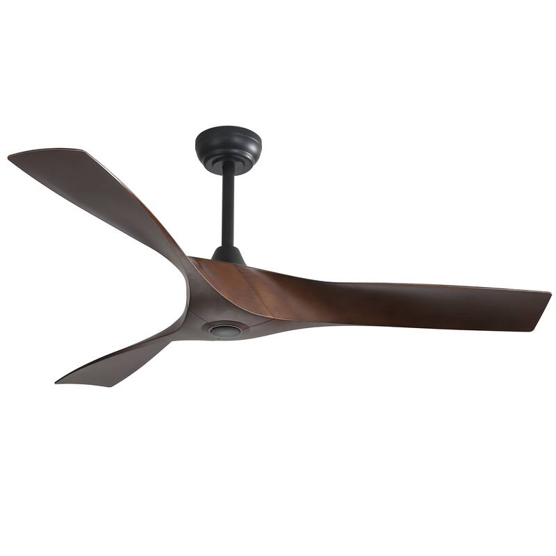 Indoor & Outdoor Ceiling Fan Without Light, 52" 6-speed Reversible DC Motor Ceiling Fan for Living Room Bedroom, Black+Walnut