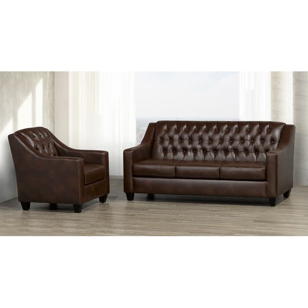 Keighley Top Grain Leather Sofa and Armchair Set Bed Bath & Beyond