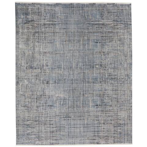 Calvin Klein Balian Carved Linear Blue Area Rug