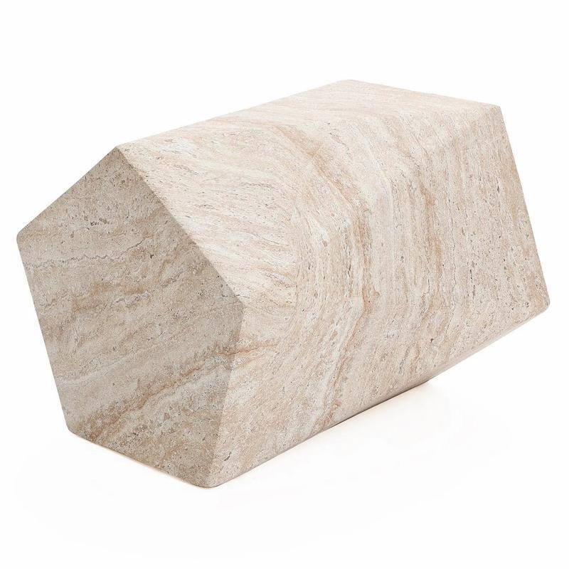 Nexovo Modern Geometric Side Table with Accent Painted Finish for Living Rooms, Bedroom, and Patios