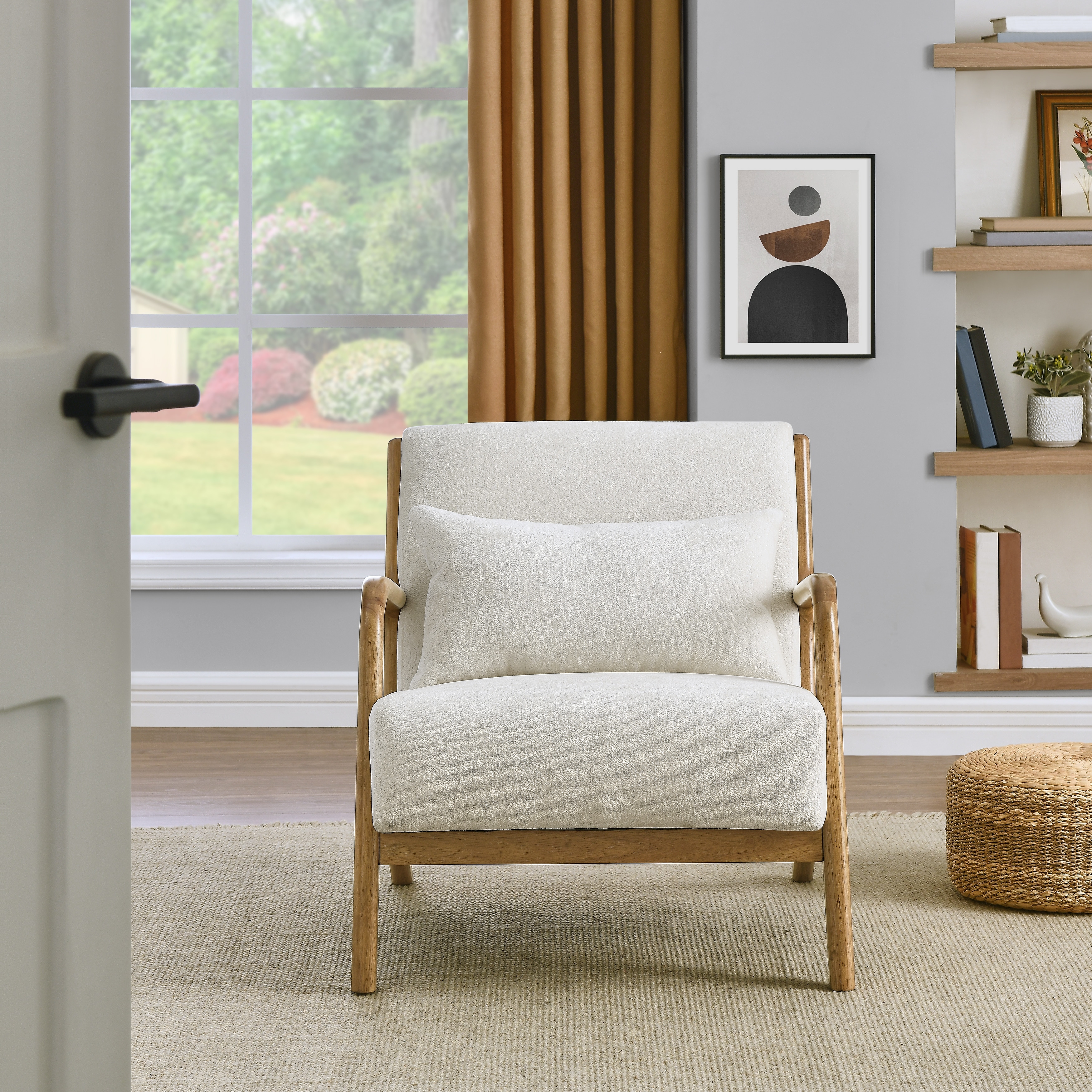 Accent Chair Side Chair Padded Chair with Removable Lumbar Pillow, Reading Chair Arm Chair Leisure Chair